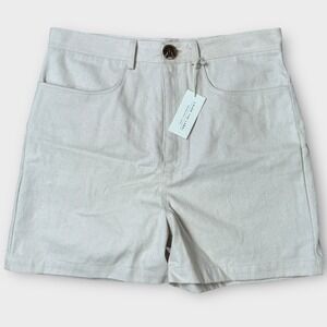 Laude The Label Ivory Speckled Cotton‎ Canvas High Waist Shorts Women 12 NWT